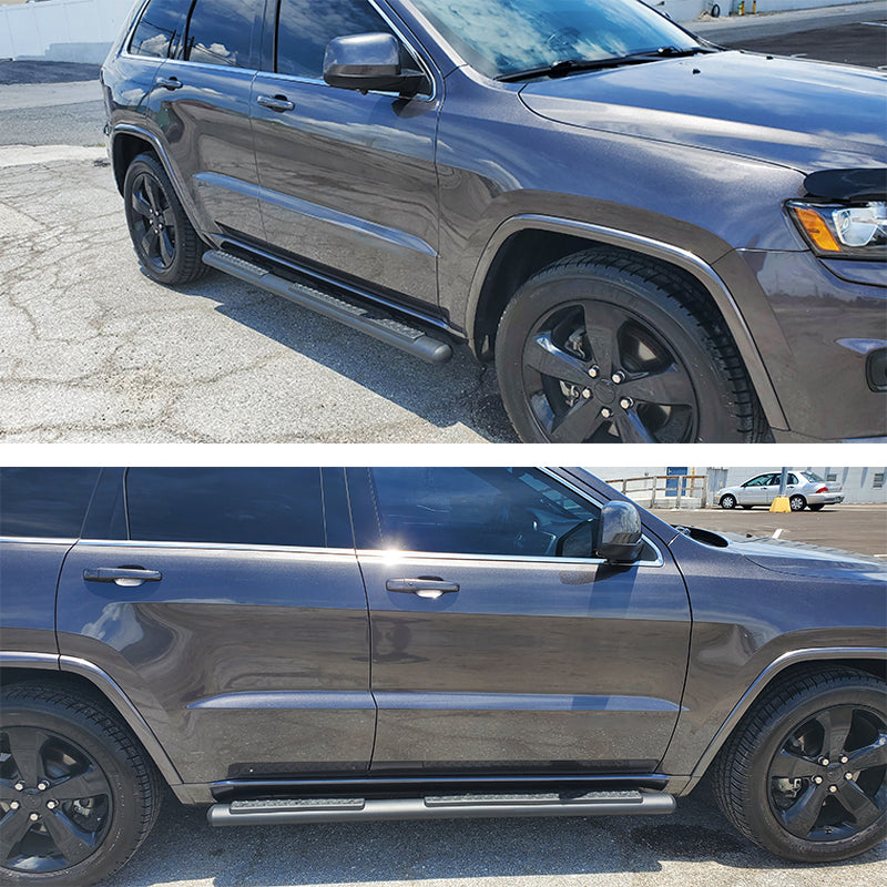 Saremas All Black Round Tube Running Board Side Step Nerf Bar for Jeep Grand Cherokee 2011-2021
