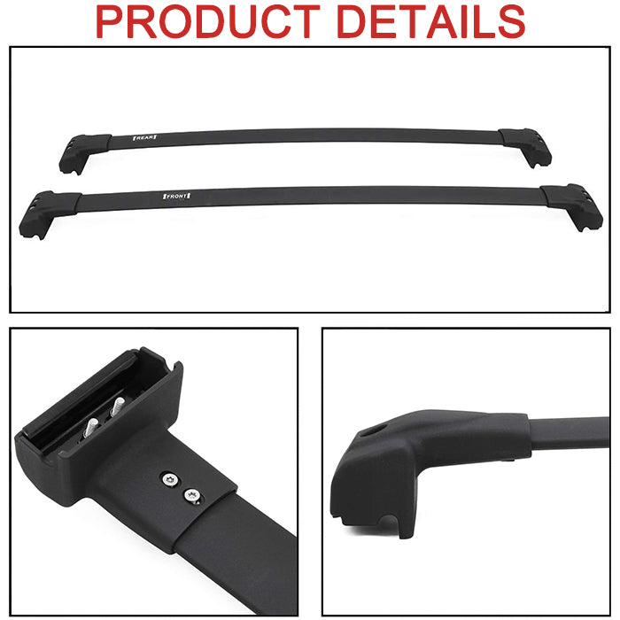 Saremas Black Aluminum Alloy Roof Rack Crossbar Cross Bar for Jeep Cherokee 2011-2021