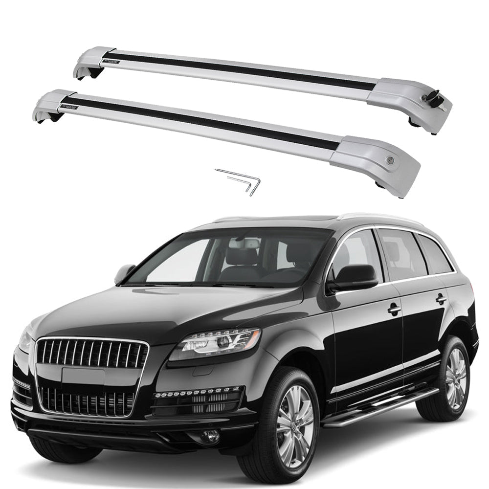 Saremas Off-road Cargo Carrier All Silver Crossbars Cross Bars Roof Racks for Audi Q7 2006-2015