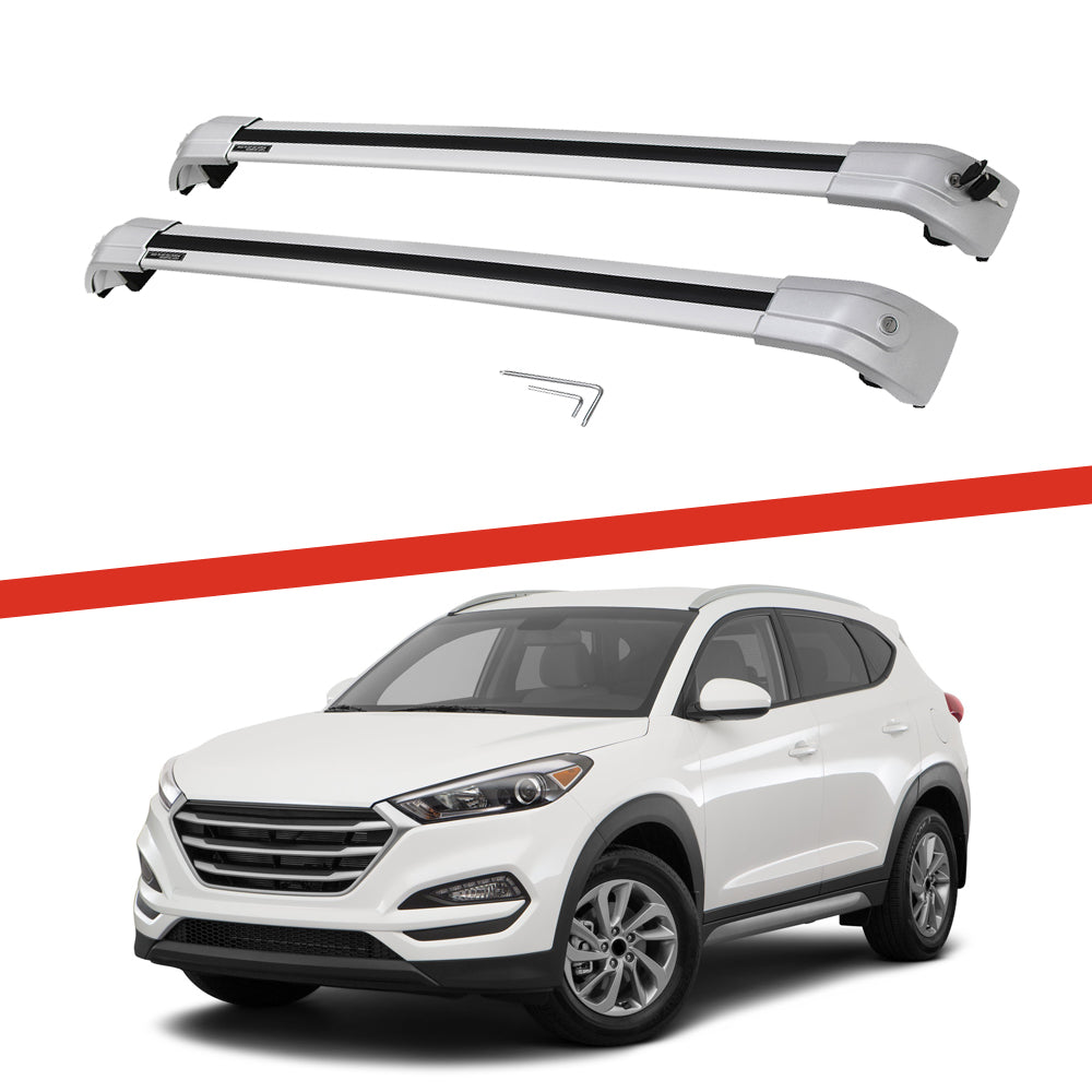 Saremas Adjustable Luggage Carrier All Silver Crossbars Cross Bars Roof Racks for Hyundai Tucson 2016-2020