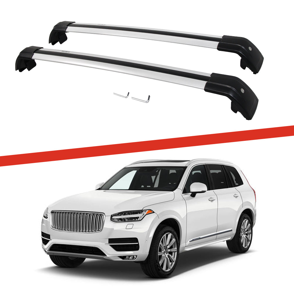 Saremas Off-road Cargo Carrier Silver Crossbars Cross Bars Roof Racks for Volvo XC90 2015-2021
