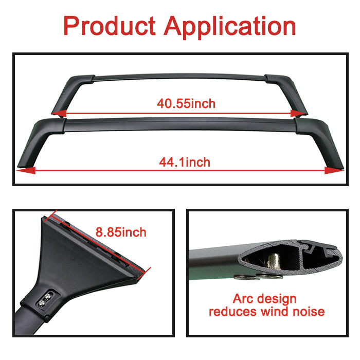 Fit for Nissan Rogue SV SL Platinum 2021 2022 Saremas Black Aluminum Alloy Roof Rack Crossbar Cross Bar