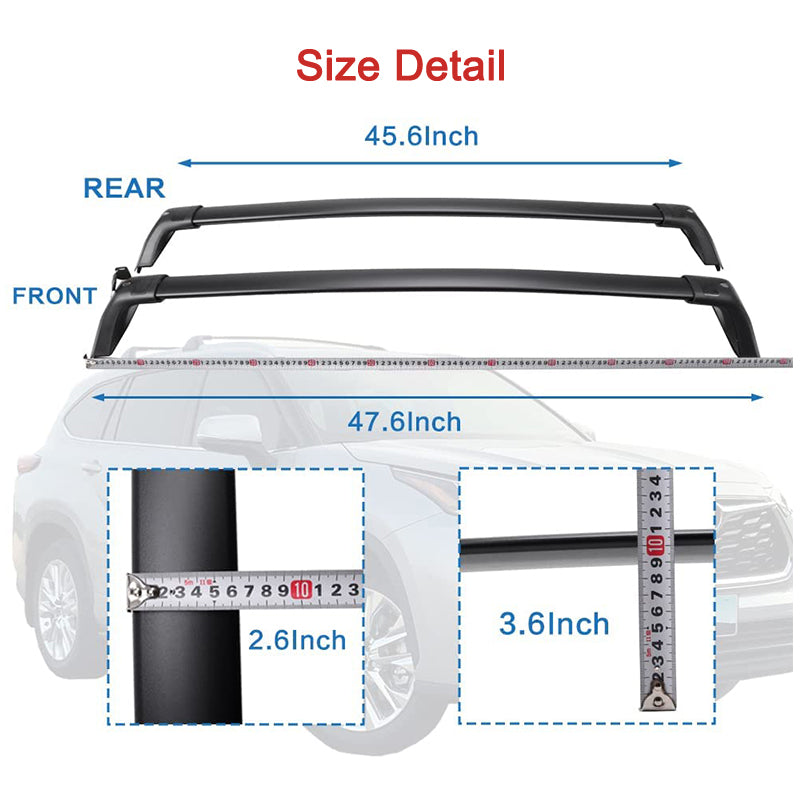 Fit for 2020 2021 2022 Highlander XLE XSE Limited Platinum Max Cross Bar Roof Rack Crossbar