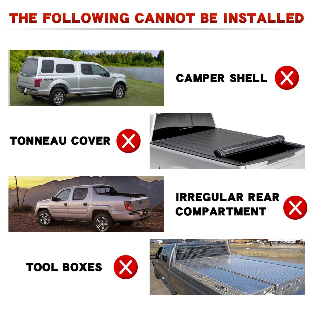 Saremas Universal Medium Height Adjustable Aluminum Truck Bed Ladder Rack for Pickups Without Tonneau Cover