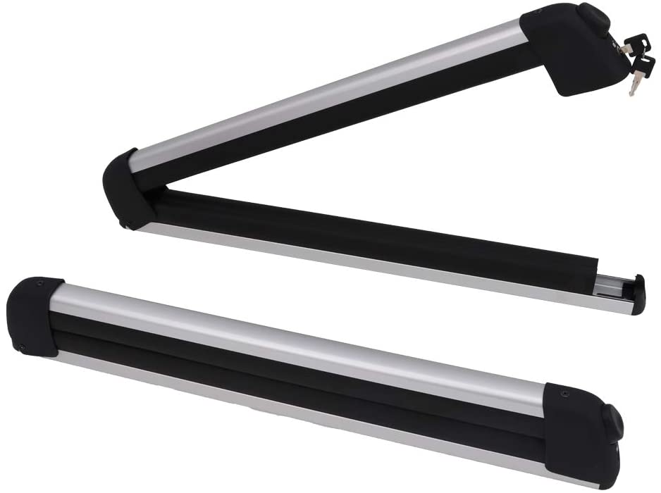 Saremas Universal Car Ski Snowboard Roof Racks,for 2 Pair Skis / 2 Snowboards,Lockable Fit Most Vehicles Equipped Crossbars