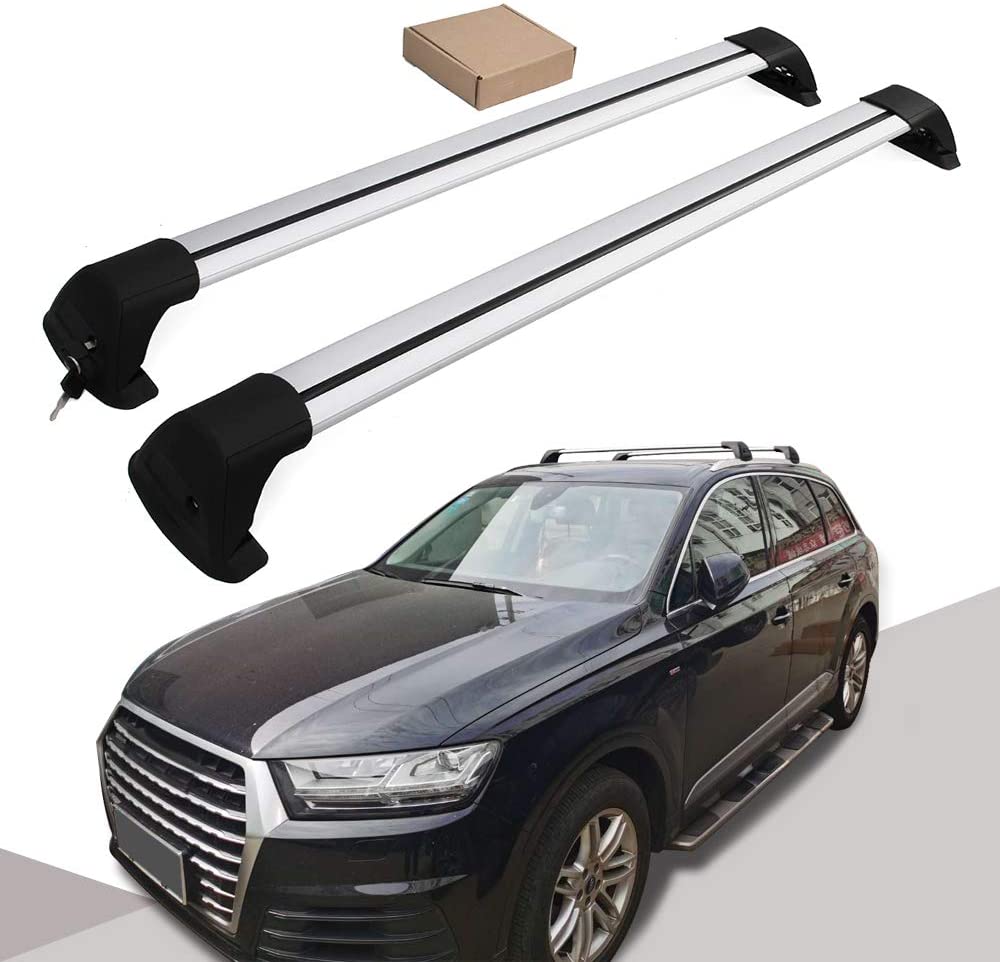 Saremas Silver Lockable Aluminum Alloy Roof Rack Crossbar Cross Bar for Audi Q7 2016-2022