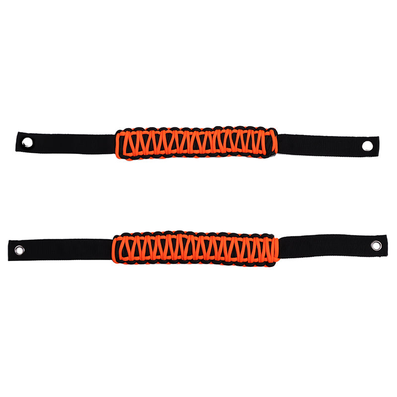 2Pcs Roll Bar Grab Handles Paracord Grip Handle for Ford Bronco 2/4 Door 2021 2022 (Black / Orange)