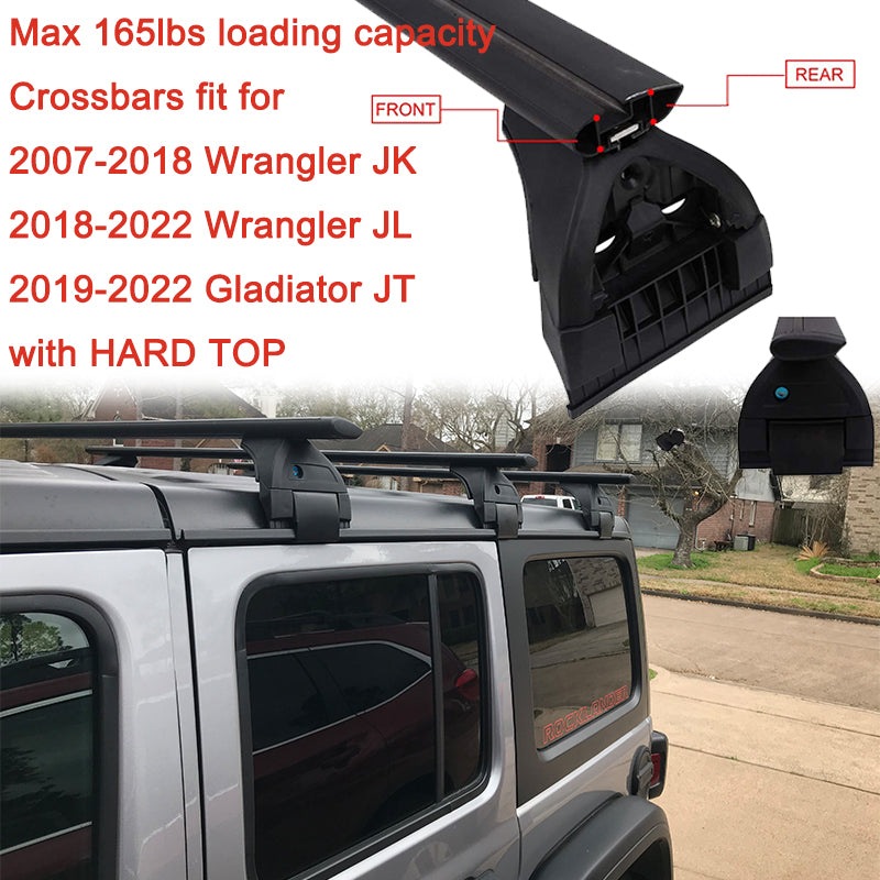 2Pcs Crossbars Roof Rail Racks Fit for Jeep Wrangler JK JL Gladiator JT 2007-2022 Cross Bars