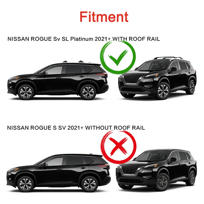 Fit for Nissan Rogue SV SL Platinum 2021 2022 Saremas Black Aluminum Alloy Roof Rack Crossbar Cross Bar
