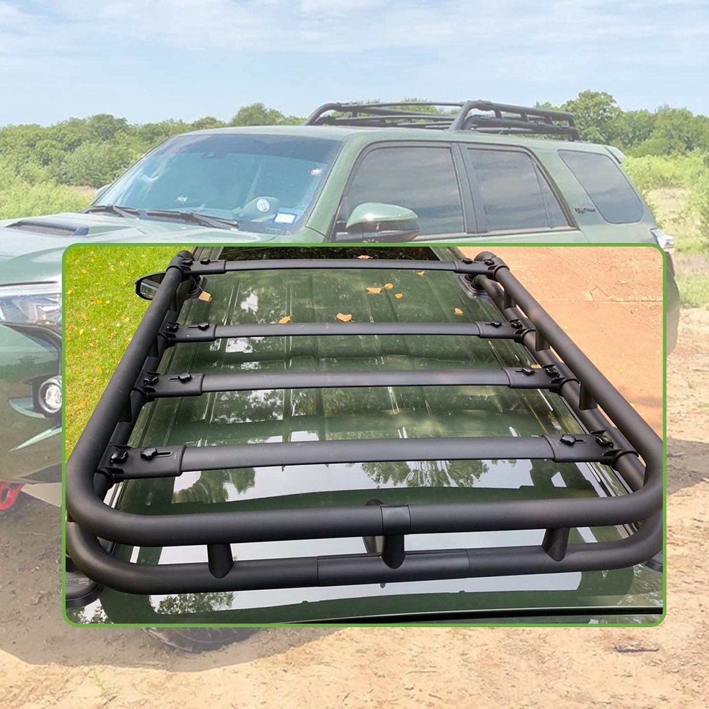 Saremas Roof Rack Basket Fit for 2010-2022 Toyota 4Runner Rooftop Luggage Cargo Carrier Extra Bar OE Style