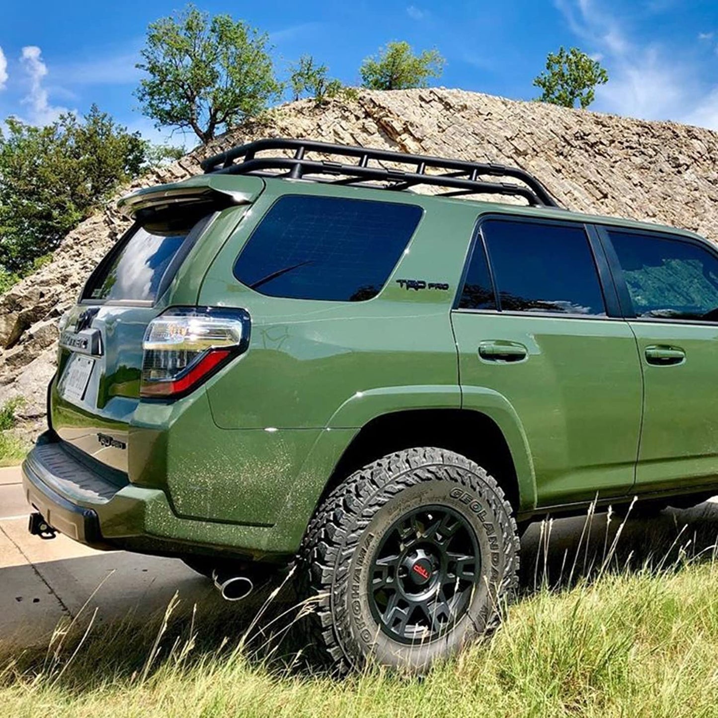 Saremas Roof Rack Basket Fit for 2010-2022 Toyota 4Runner Rooftop Luggage Cargo Carrier Extra Bar OE Style