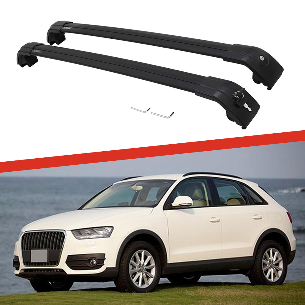 Saremas Aluminum Alloy Luggage Carrier Black Crossbar Cross Bar Roof Rack for Audi Q3 2013-2018
