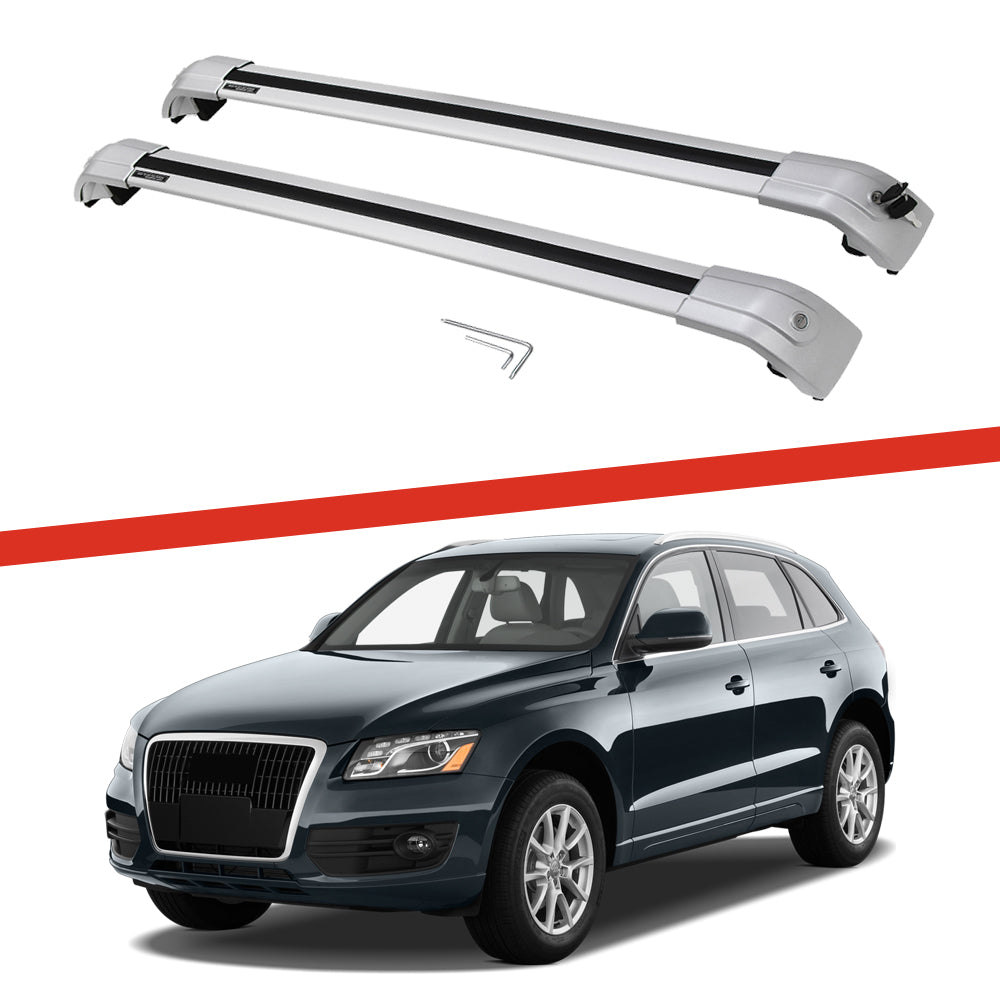 Saremas Car Top Luggage Holder Carrier All Silver Crossbar Cross Bar Roof Rack for Audi Q5 2009-2017