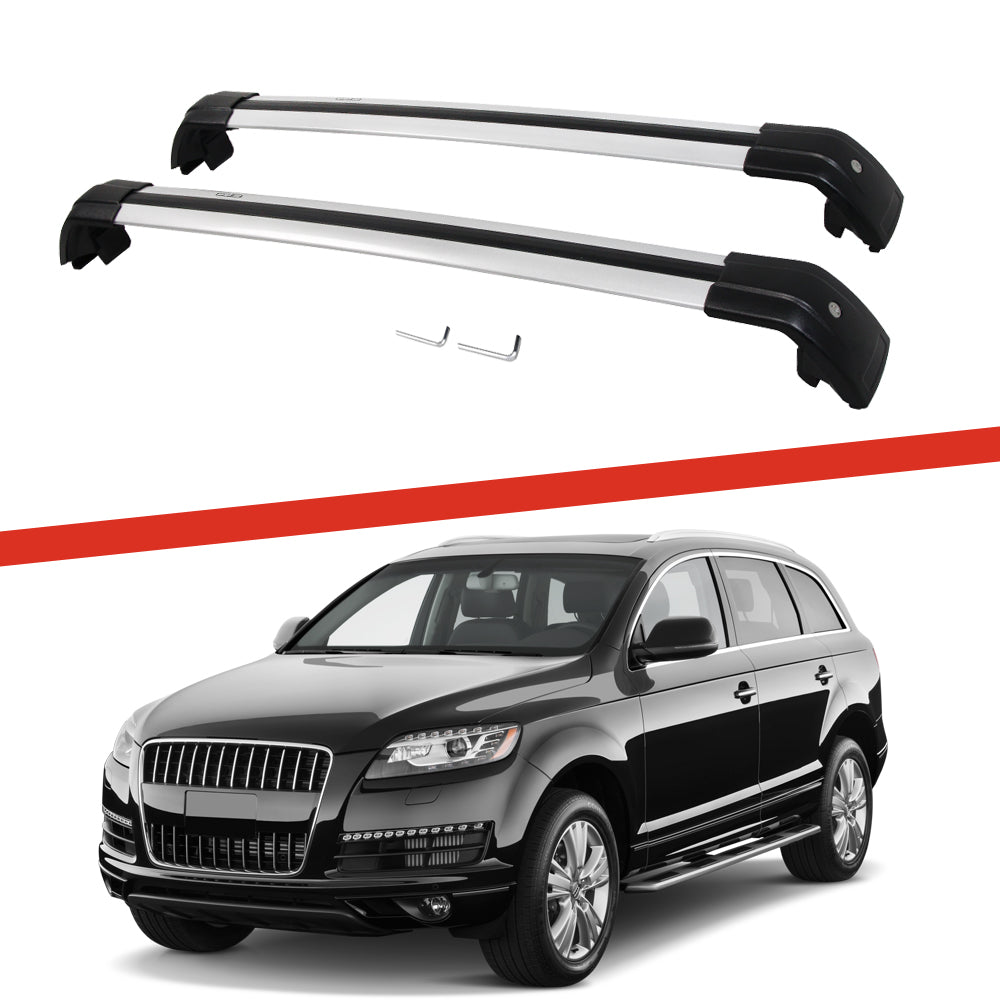 Saremas Off-road Cargo Carrier Silver Crossbars Cross Bars Roof Racks for Audi Q7 2006-2015