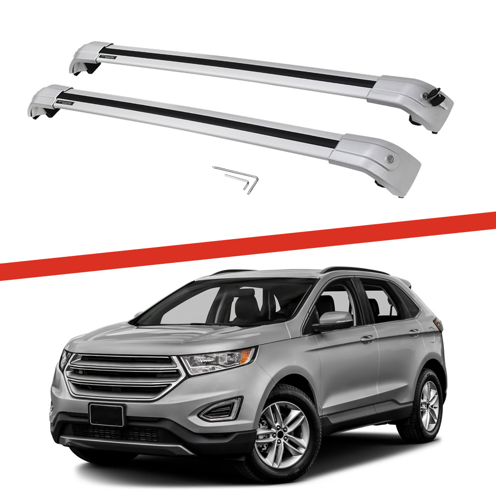 Saremas Off-road Luggage Carrier Lockable All Silver Crossbar Cross Bar Roof Rack for Ford Edge 2015-2021