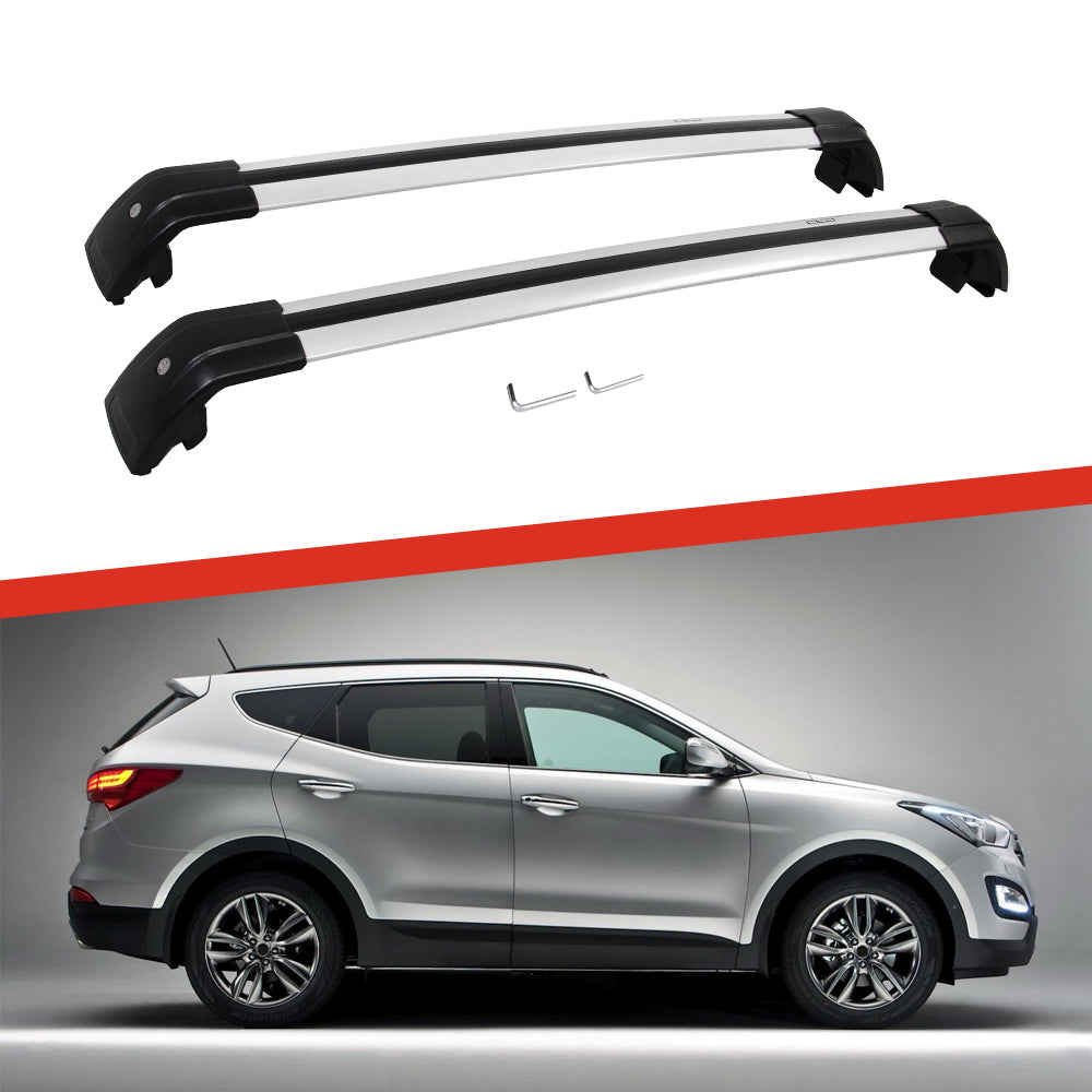 Saremas Off-road Luggage Carrier Lockable Silver Crossbar Cross Bar Roof Rack for Hyundai IX45 2013-2018
