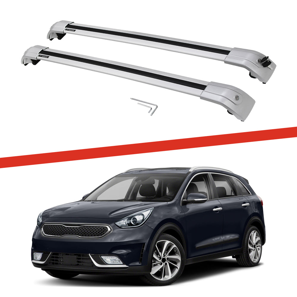 Saremas Adjustable Luggage Carrier All Silver Crossbars Cross Bars Roof Racks for Kia Niro 2017-2021