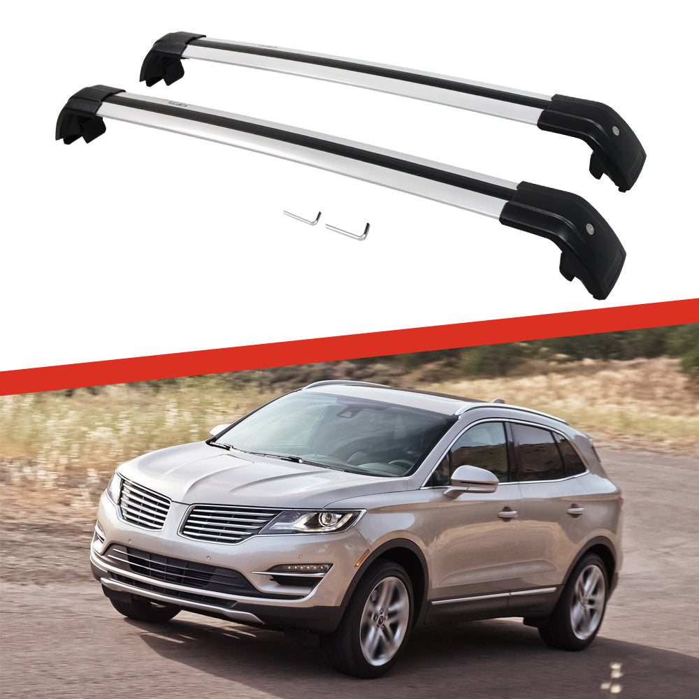 Saremas Car Top Luggage Holder Carrier Silver Crossbar Cross Bar Roof Rack for Lincoln MKC 2015-2019