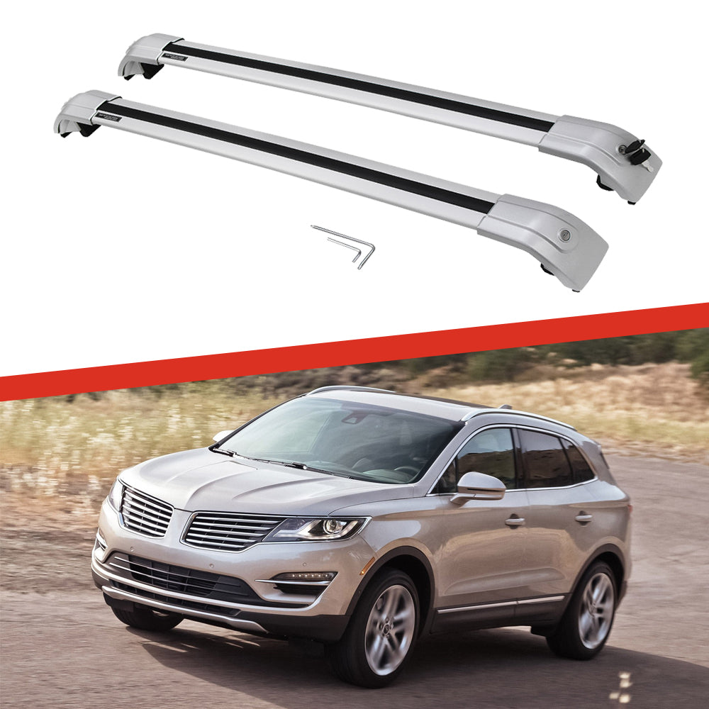 Saremas Car Top Luggage Holder Carrier All Silver Crossbar Cross Bar Roof Rack for Lincoln MKC 2015-2019