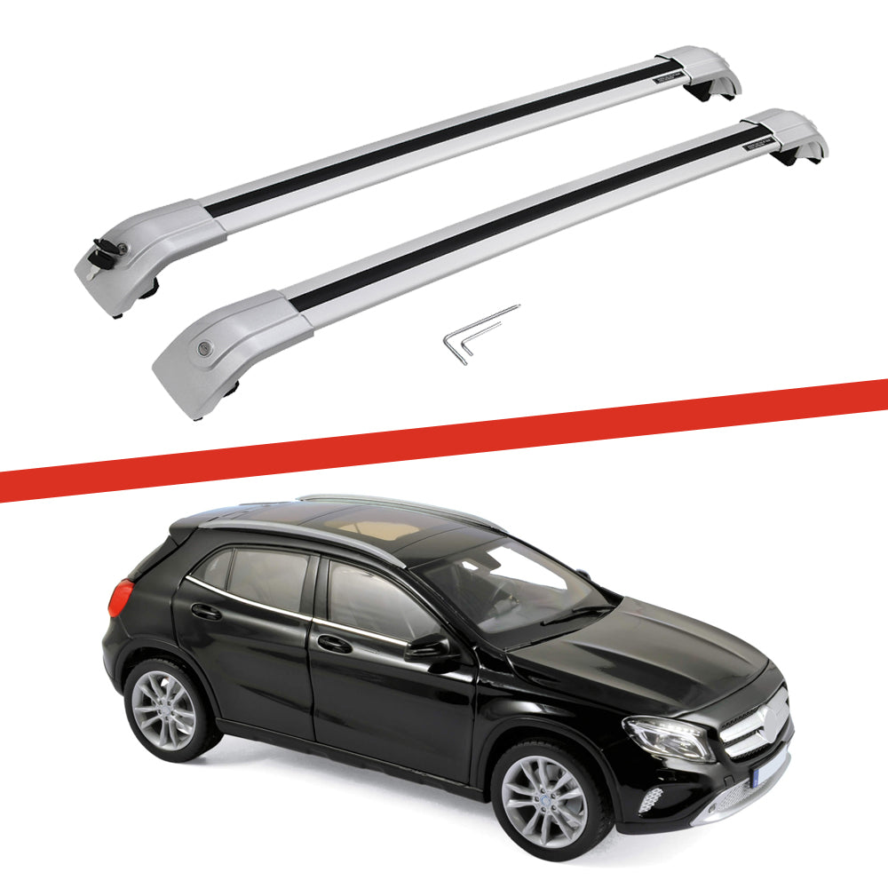 Saremas Off-road Luggage Carrier All Silver Crossbar Cross Bar Roof Rack for Mercedes-Benz GLA 2014-2019