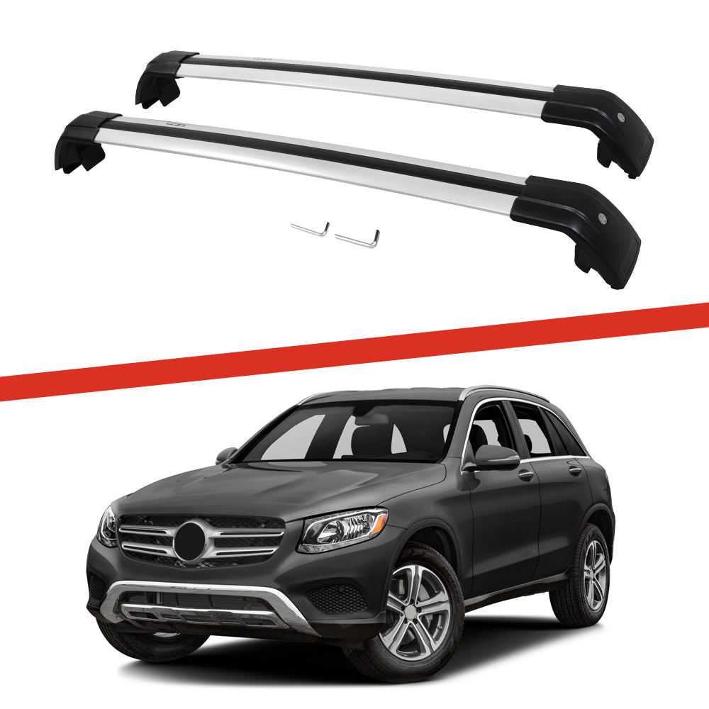Saremas Off-road Cargo Carrier Silver Crossbars Cross Bars Roof Racks for Mercedes-Benz GLC 2016-2021