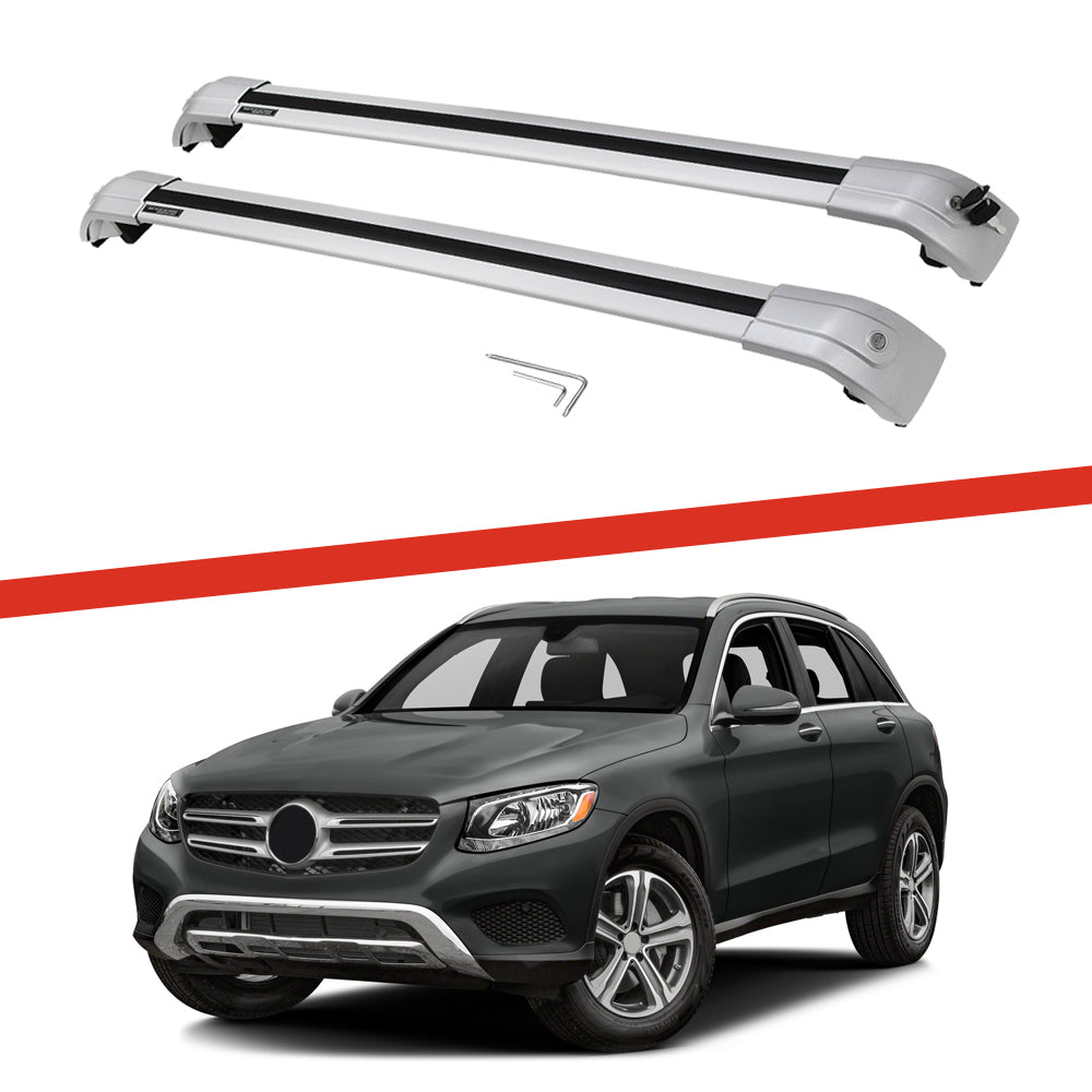 Saremas Off-road Cargo Carrier All Silver Crossbars Cross Bars Roof Racks for Mercedes-Benz GLC 2016-2021