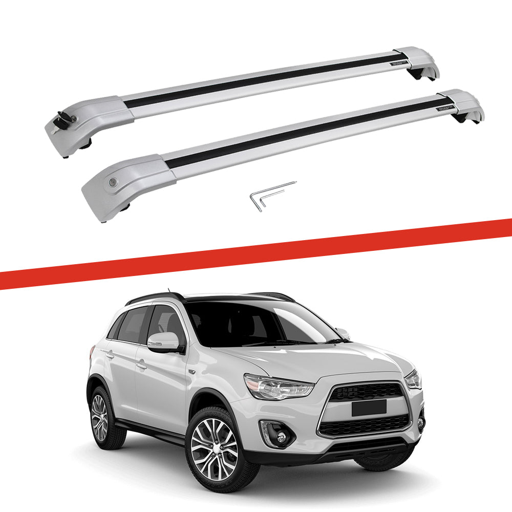 Saremas Aluminum Alloy Luggage Carrier All Silver Crossbar Cross Bar Roof Rack for Mitsubishi Outlander Sport 2010-2021