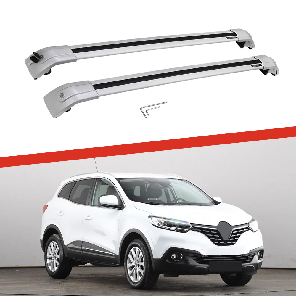 Saremas Car Top Luggage Holder Carrier All Silver Crossbar Cross Bar Roof Rack for Renault Kadjar 2015-2021