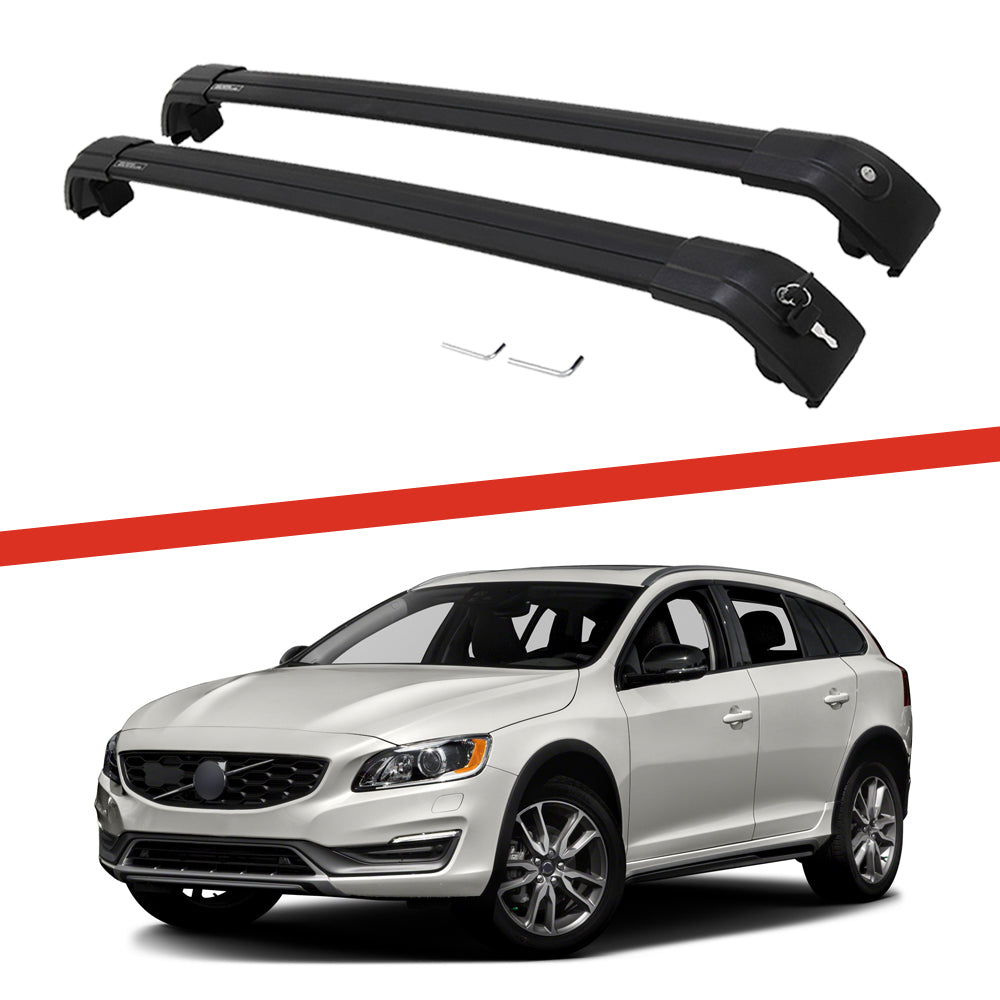 Saremas Aluminum Alloy Luggage Carrier Black Crossbar Cross Bar Roof Rack for Volvo V60 2011-2018,2019-2021