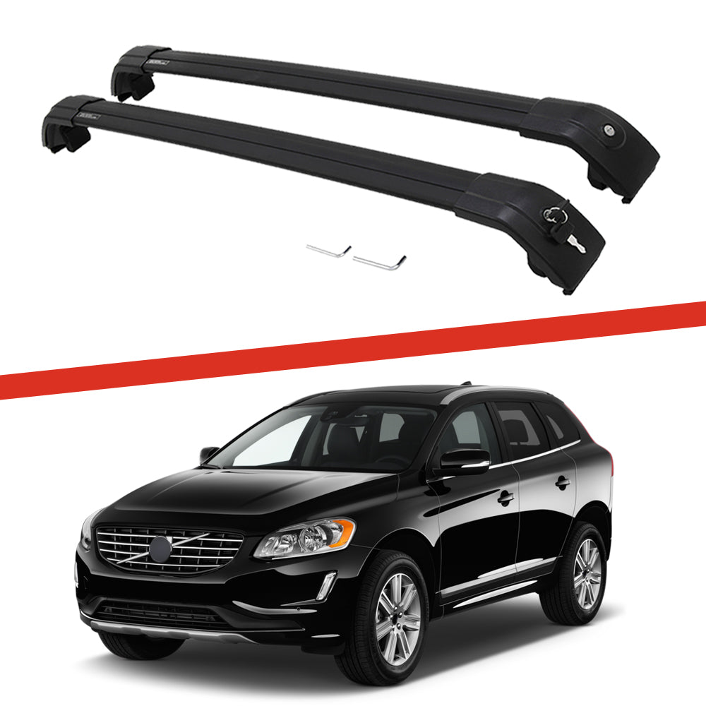 Saremas Car Top Luggage Holder Carrier Balck Crossbar Cross Bar Roof Rack for Volvo XC60 2009-2017