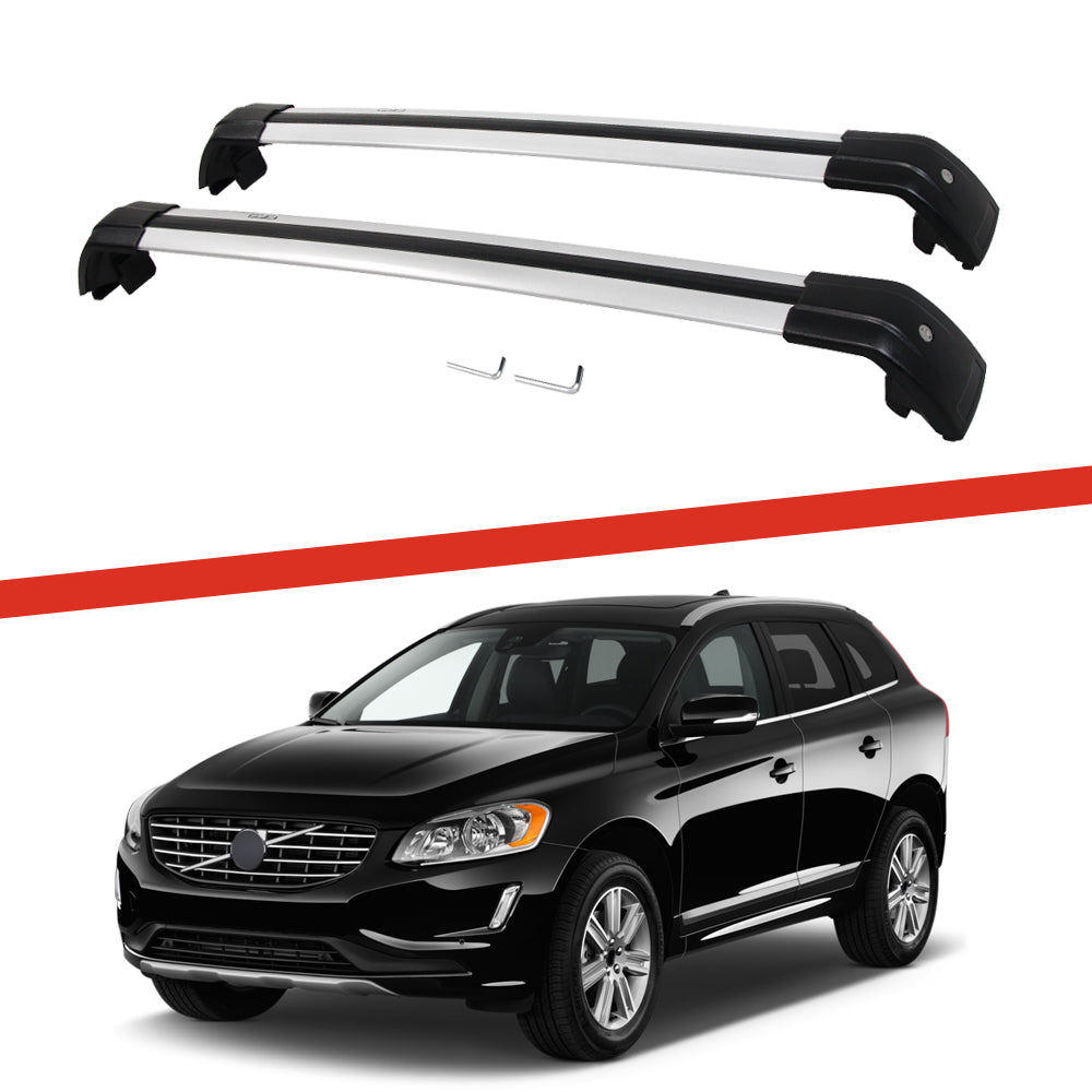 Saremas Car Top Luggage Holder Carrier Silver Crossbar Cross Bar Roof Rack for Volvo XC60 2009-2017