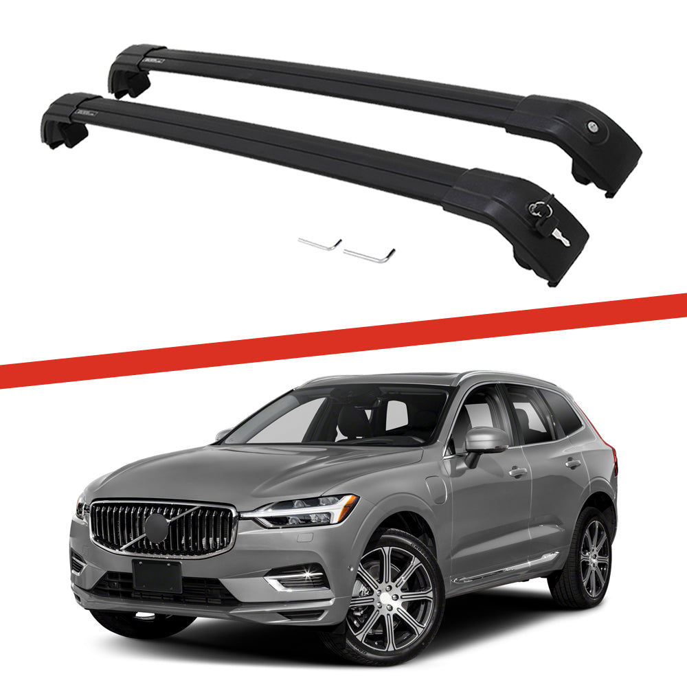 Saremas Aluminum Alloy Luggage Carrier Black Crossbar Cross Bar Roof Rack for Volvo XC60 2018-2021