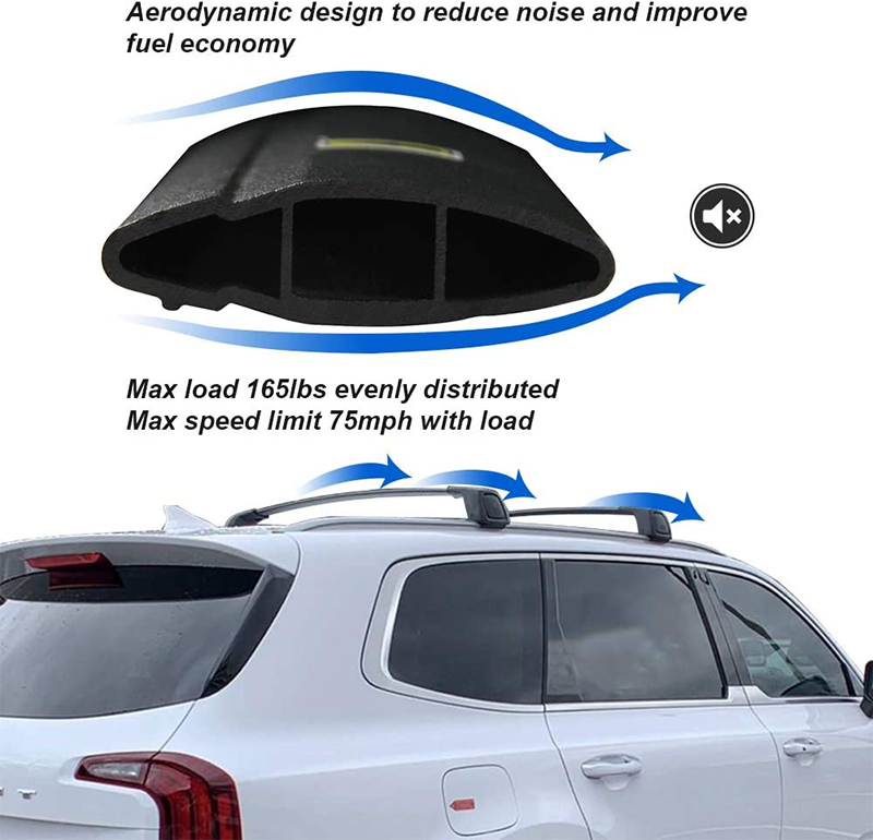 Saremas Black Aluminum Alloy Roof Rack Crossbar Cross Bar for Kia Telluride 2019 2020 2021 2022