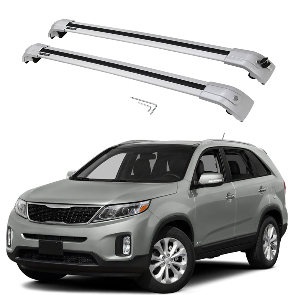 Saremas Off-road Luggage Carrier Lockable All Silver Crossbar Cross Bar Roof Rack for Kia Sorento 2015-2020