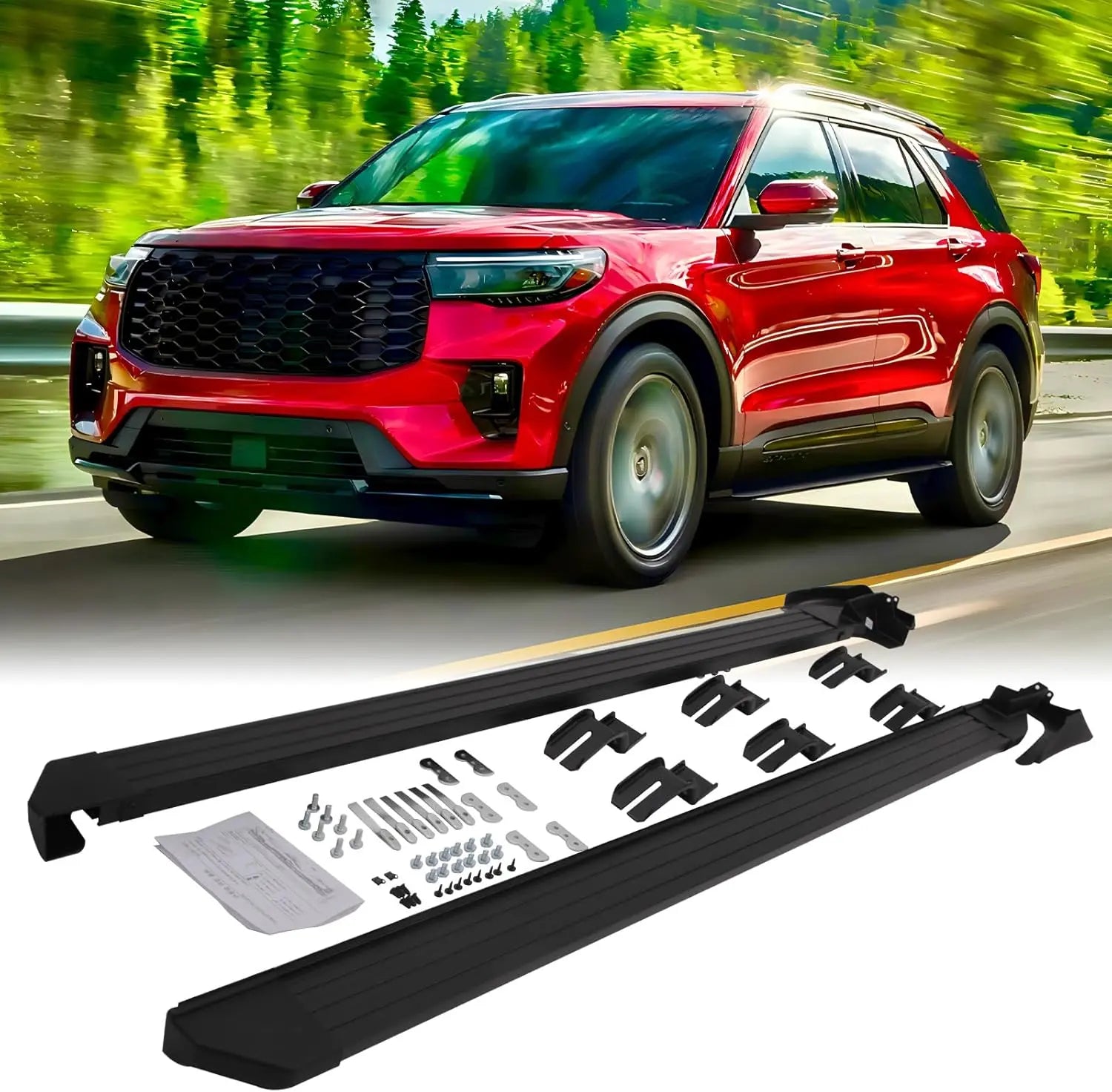 Running Boards Fit for 2020-2025 Ford Explorer Active Base ST XLT Limited Platinum ST-Line Timberline Hybrid Side Steps Bars Nerf Bars w/Mud Flaps-1