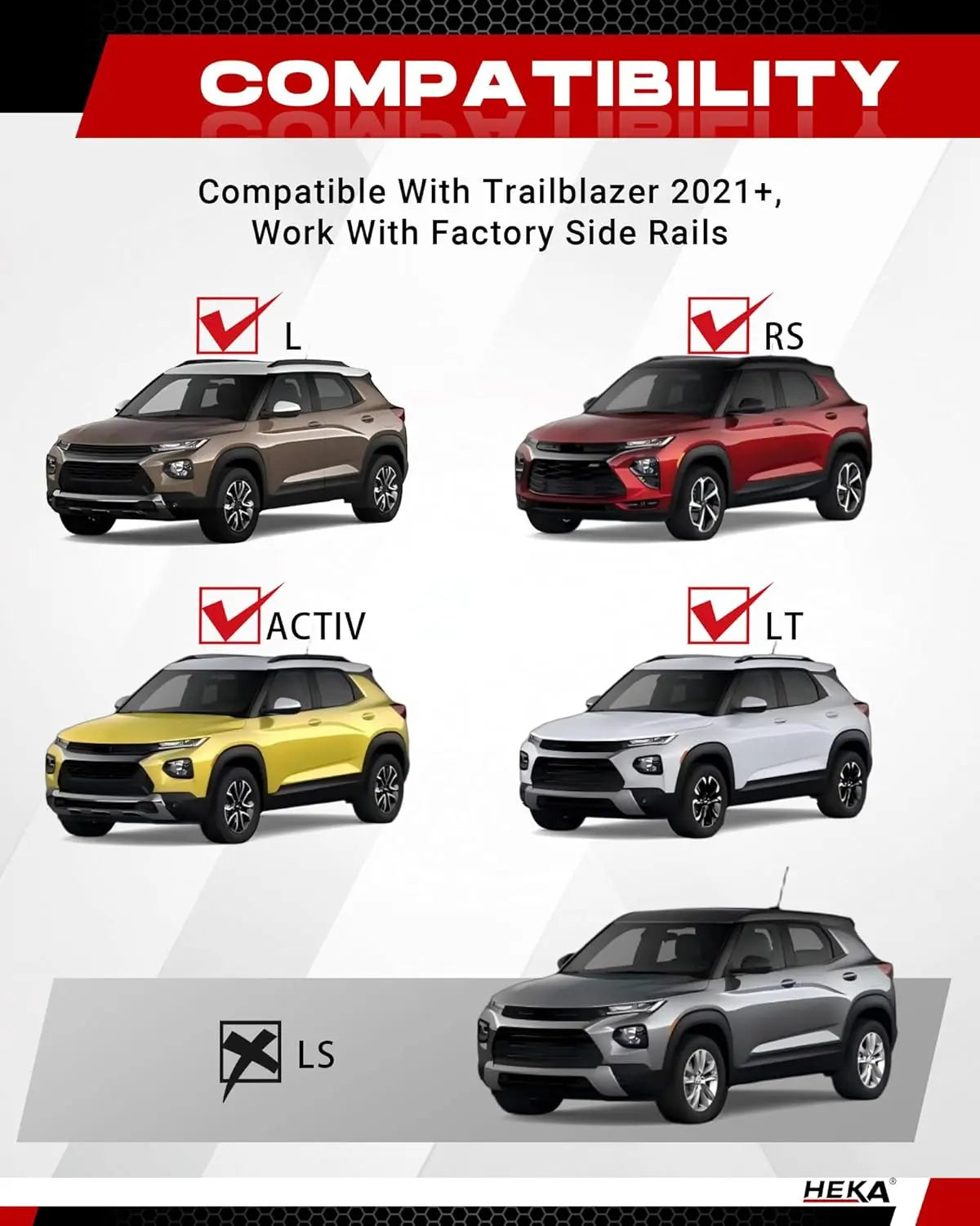  260lb Roof Rack Cross Bars Fit for Chevy Trailblazer 2021—2025 L LT ACTIV RS with Side Rails Heavy Duty Aluminum Cargo Carriers Bikes Surfboards Kayaks-2