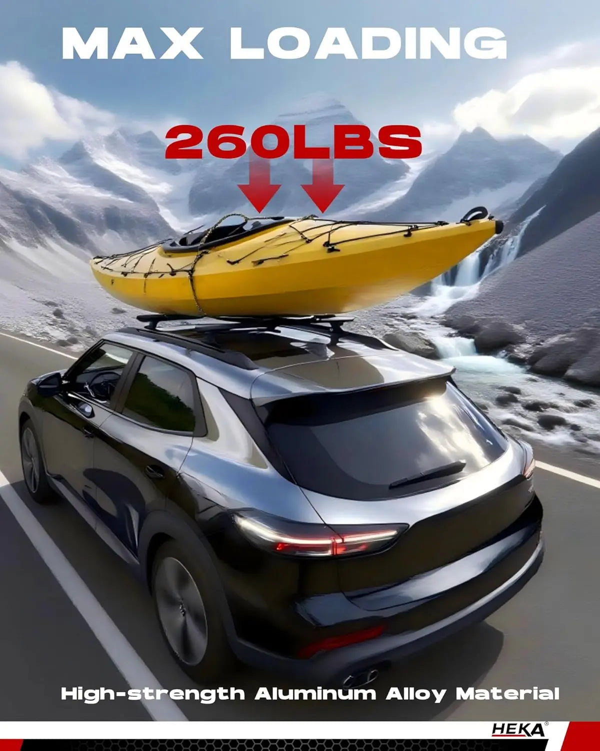  260lb Roof Rack Cross Bars Fit for Chevy Trailblazer 2021—2025 L LT ACTIV RS with Side Rails Heavy Duty Aluminum Cargo Carriers Bikes Surfboards Kayaks-6