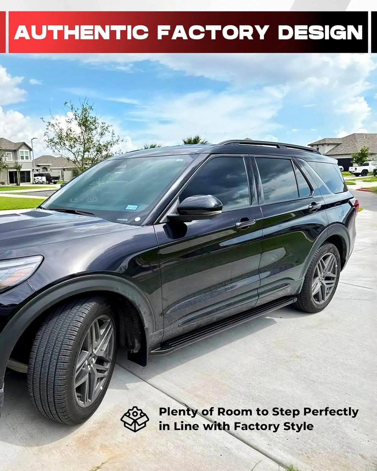 Running Boards Fit for 2020-2025 Ford Explorer Active Base ST XLT Limited Platinum ST-Line Timberline Hybrid Side Steps Bars Nerf Bars w/Mud Flaps-8