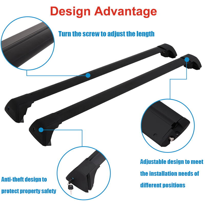 Fit for 2021 2022 Chevrolet Tahoe Chevy Suburban, GMC Yukon XL, Cadillac Escalade ESV Roof Rack Crossbar Cross Bar Anti-theft with Lock