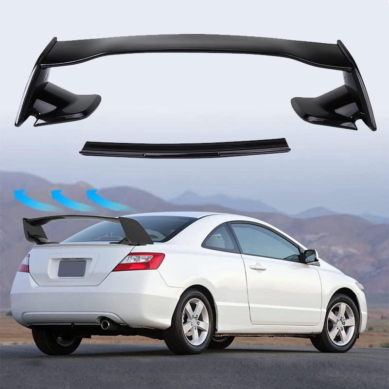 Rear Trunk Spoiler Wing ABS Painted Gloss Black Compatible with 2006-2011 Honda Civic 4 Door Sedan