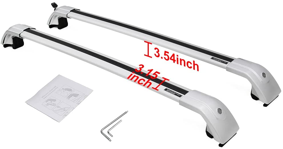 Saremas Adjustable Luggage Carrier All Silver Crossbars Cross Bars Roof Racks for Lincoln Aviator 2018-2021