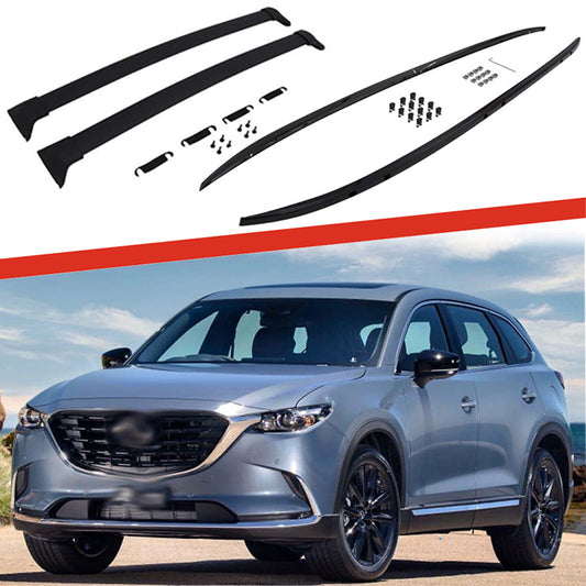Saremas Black Car Luggage Roof Rail & Roof Rack Fit for Mazda CX9 CX-9 2016-2022