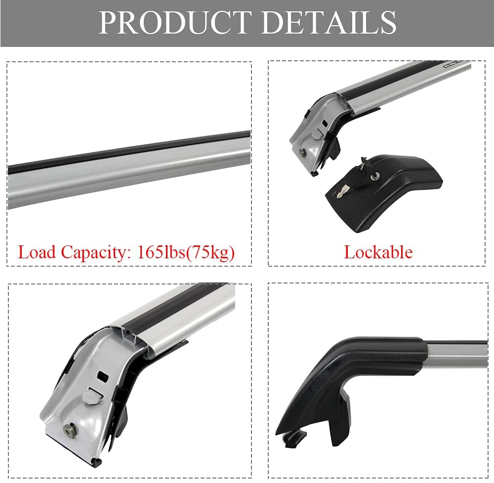 Saremas Car Top Luggage Holder Carrier Silver Crossbar Cross Bar Roof Rack for Maserati Levante 2016-2021