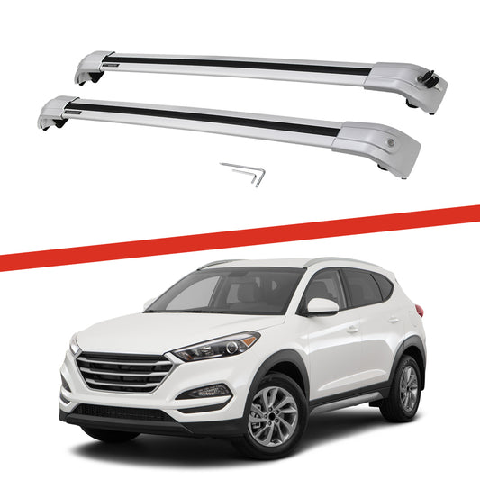 Saremas Adjustable Luggage Carrier All Silver Crossbars Cross Bars Roof Racks for Hyundai Tucson 2016-2020