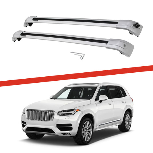 Saremas Off-road Cargo Carrier All Silver Crossbars Cross Bars Roof Racks for Volvo XC90 2015-2021