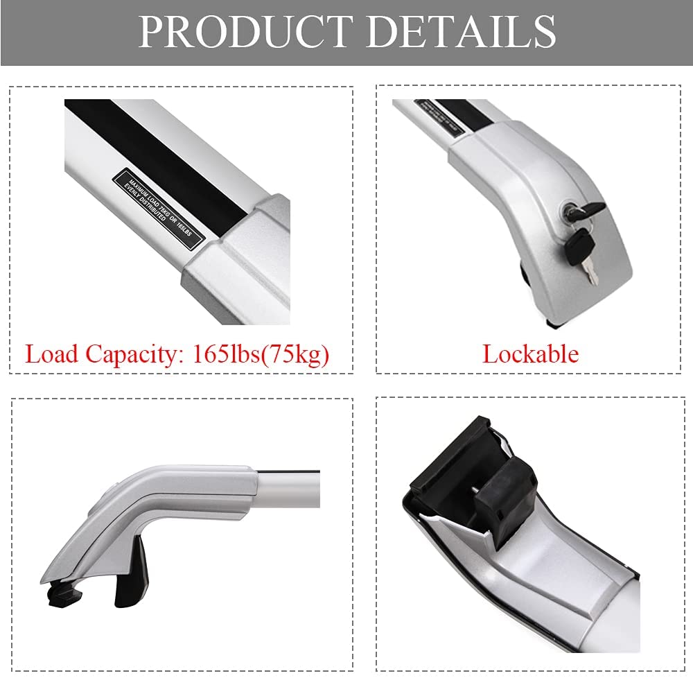 Saremas Car Top Luggage Holder Carrier All Silver Crossbar Cross Bar Roof Rack for Renault Kadjar 2015-2021