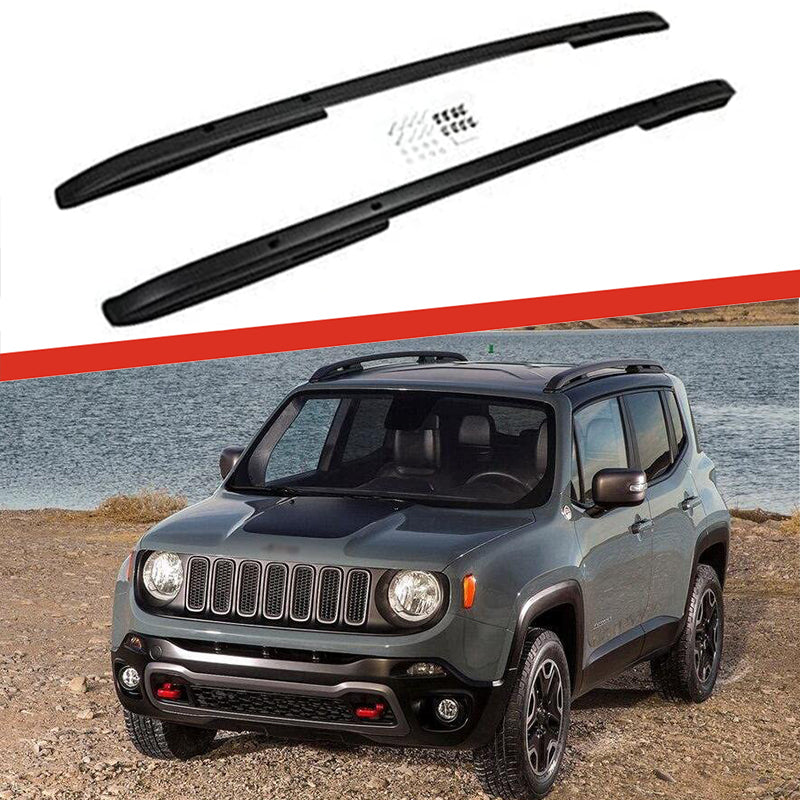 Saremas Black Car Luggage Roof Rails Fit for Jeep Renegade 2015-2022