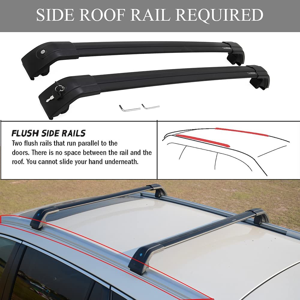 Saremas Aluminum Alloy Luggage Carrier Black Crossbar Cross Bar Roof Rack for Volvo XC60 2018-2021