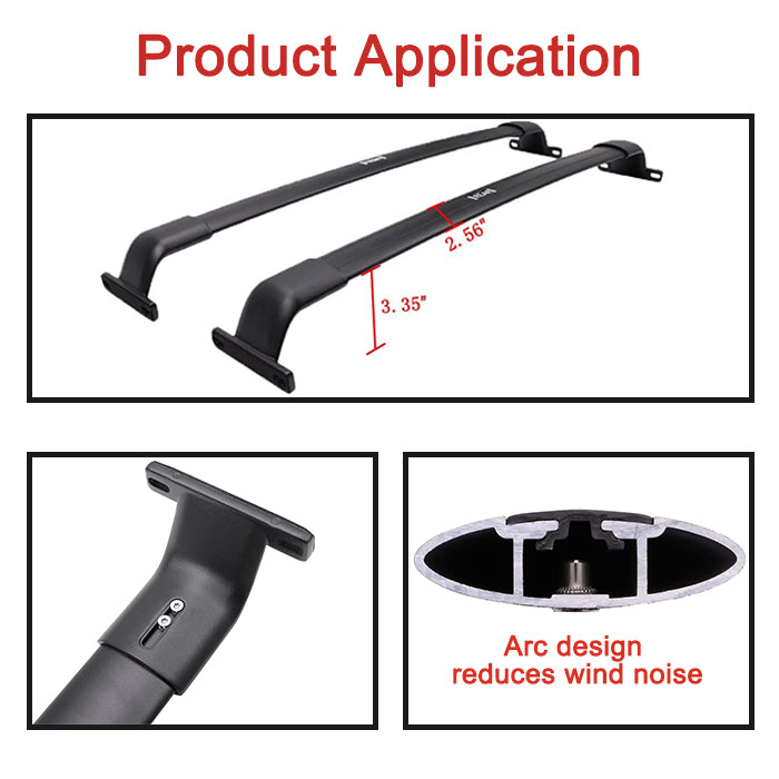 Saremas Black/Silver Aluminum Alloy Roof Rack Crossbar Cross Bar Fit for Jeep Grand Cherokee L 2021 2022