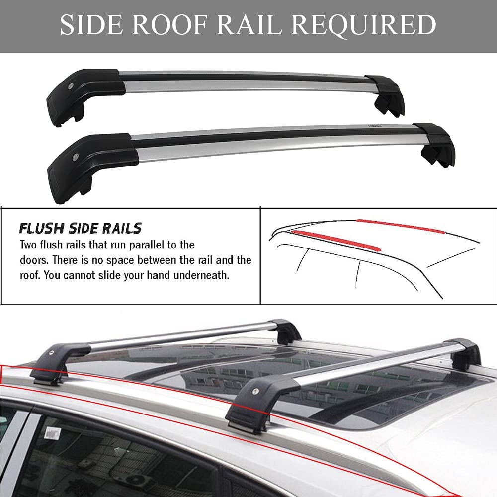 Saremas Adjustable Luggage Carrier Silver Crossbars Cross Bars Roof Racks for Renault Koleos 2016-2021